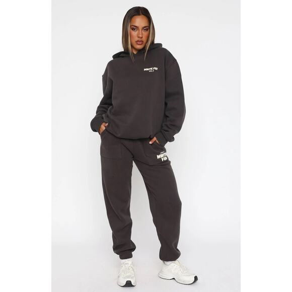 White Fox Offstage Hoodie & Sweatpants 2-Piece Track Set  S/M Black Lounge Cozy - Picture 3 of 15